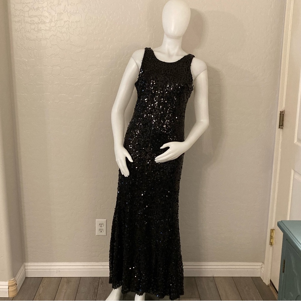Forever 21 Black Sequins Sleeveless Formal Party Maxi Dress Medium